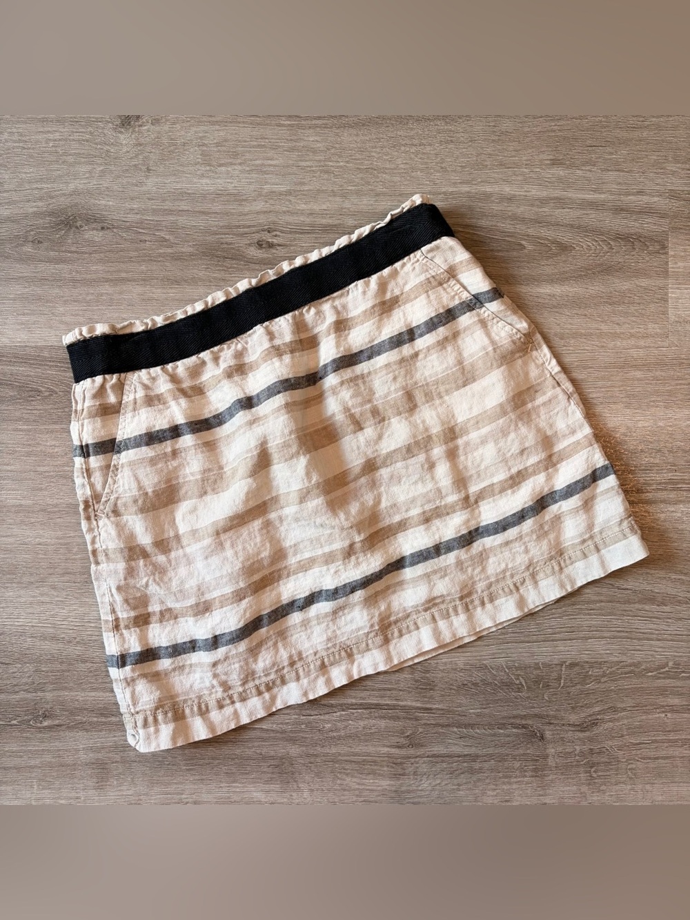 LOFT linen striped skirt